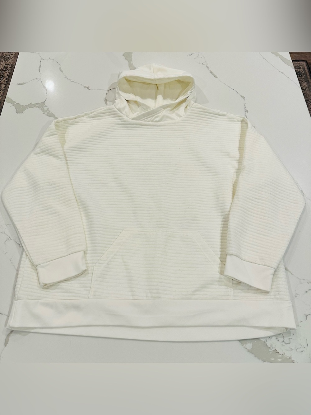 The Sweatshirt Project Textured Ribbed Hoodie White XL Pullover Comfort Lounge